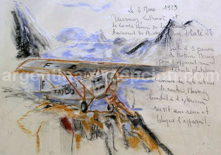 L'accident de Mermoz. Dessin musée Jean-Batiste Salis L'accident de Mermoz. Dessin musée Jean-Batiste Salis