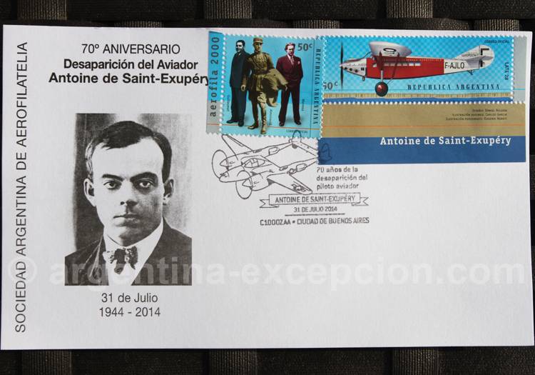 70 ème anniversaire de la disparition d'Antoine de Saint-Exupéry, aérophilatélie argentine 70 ème anniversaire de la disparition d'Antoine de Saint-Exupéry, aérophilatélie argentine