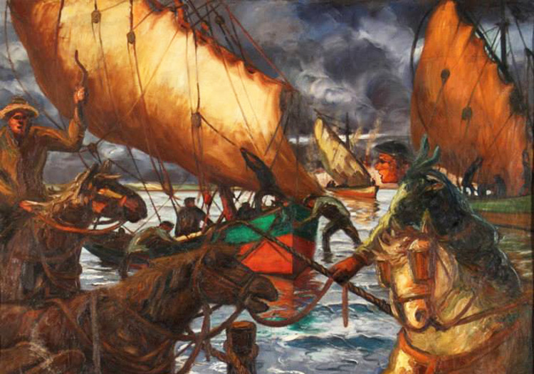 Tractant le bateau, Quinquela Martín. Crédit facebook Tractant le bateau, Quinquela Martín. Crédit facebook