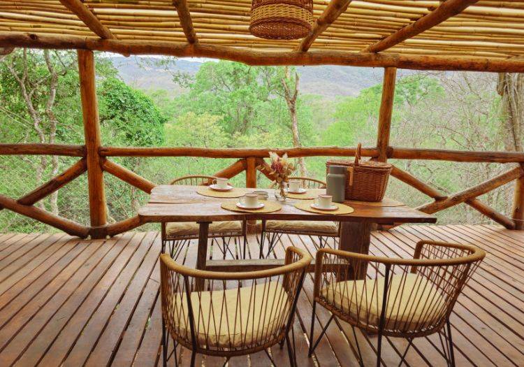 Terrasse de l'Hotel Finca la Fe vue sur la forêt au Noreste de l'Argentine Terrasse de l'Hotel Finca la Fe vue sur la forêt au Noreste de l'Argentine