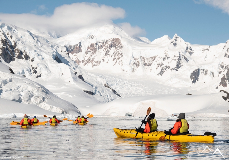 Sortie canoë dans les eaux fraîches de l'Antarctique Sortie canoë dans les eaux fraîches de l'Antarctique